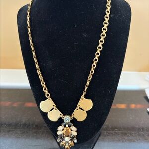 J. Crew Gold Necklace with Gemstone Cluster